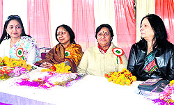 Women achievers from different fields being feliciated by Vaishya Ladies Club in BHEL in Haridwar on Sunday