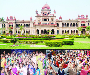 (Clockwise from top) Khalsa College remained in controversy as its Governing Council proposed to turn the college into a university. This sparked widespread protest. BBK DAV College for Women after winning the Overall Championship Trophy of A Division of 'A' zone Zonal Youth Festival and members of the Punjab & Chandigarh Teachers Union protest against the state government in Amritsar.