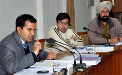 Deputy Commissioner KK Yadav informs the media about the arrangements made for conducting elections in the district on Monday.