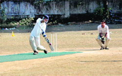 A batsman in action in a match in the North Zone Employees Provident Fund Cricket Tournament in Dehradun on Monday