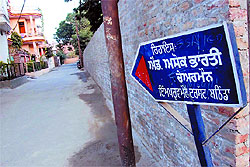 The signboard in the picture mentions the residential address as that of Ashok Bharti, chairman, Improvement Trust, Bathinda, while in reality, Bharti has ceased to be the chairman of the Improvement Trust. But the fondness for the designation has remained for this city lawyer