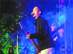 Artistes perform at the rock band competition as a part of the New Year Extravaganza-2011 at the Sector-17 Plaza in Chandigarh on Tuesday.