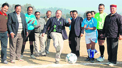 Managing Director, BHEL, Virendra Pandhi during the inauguration of the BHEL Inter-unit Football Championship in Haridwar on Tuesday. 