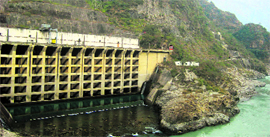 A view of the 990-MW Dehar Power House on the border of Mandi.