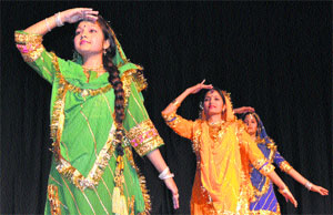 Artistes perform during a cultural festival in Katra on Tuesday. 