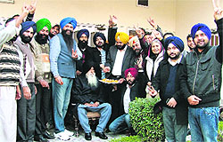 Talwandi camp in a joyous mood at Sarabha Nagar in Ludhiana after Ranjit Singh Talwandi was allotted the party ticket from Khanna on Tuesday
