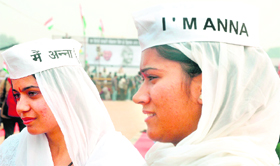 A rally in progress in support of Annas crusade, in New Delhi on Tuesday.