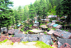 The Dhougris habitation at Lakkar Mandi near Dalhousie