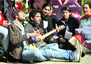 A rehearsal under way at the venue for the auditions.