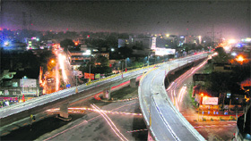A flyover at BMC Chowk in Jalandhar, a city which, along with Bathinda, was an exception in drawing the governments attention in urban development. The difference is evident.
