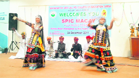 Rajasthani folk artistes perform at JCD College of Education in Sirsa.