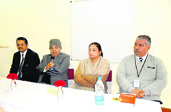 Dr PK Yadav (second from left), a former Vice-Chancellor, MJP Rohilkhand University, Bareilly, addresses the faculty members of Siddhivinayak Engineering and Management Institutions.