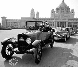 A vintage car rally in progress at Umaid Bhawan Palace in Jodhpur on Friday