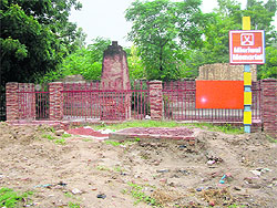 Garbage strewn in front of one of the memorials to the 