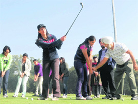 A practice session at Usha All-India Ladies Open Amateur Golf Championship held at Golf Club in Chandigarh 