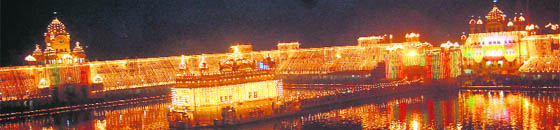 The illuminated Golden Temple complex on the birth anniversary of Guru Gobind Singh in Amritsar on Saturday. 