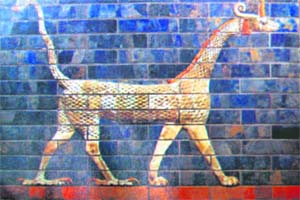 Decoration on the Ishtar Gate in Babylon. 605-592 BC. The Louvre, Paris