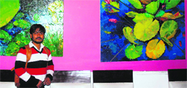 Mukesh Kumar with his works