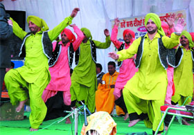 Inmates of the Central Jail, Bathinda, performing at a function held to usher in the New Year in the jail premises on Sunday
