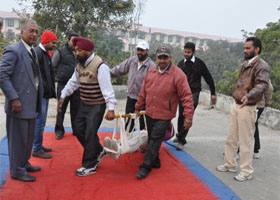 A mock first aid drill being carried out in Bathinda on Sunday