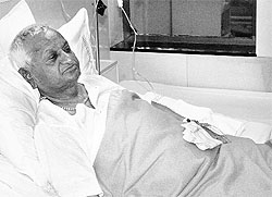 Anna Hazare in a private hospital in Pune on Sunday