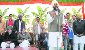 PPP chief Manpreet Badal at Kakhanwali village in Lambi constituency on Sunday