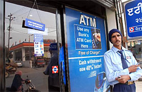 The ATM of a private bank that was out of order at Tinkoni on Monday. 