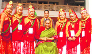 Members of the Octave Group with Governor Margaret Alva in Dehradun on Monday.