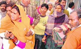 Parents of injured schoolchildren at the Civil Hospital in Ambala Cantt