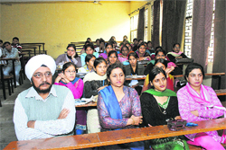Staff memebers and students at the inauguration of the Equal Opportunity Centre at Maharaja Agrasen College, Jagadhri. 