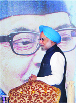 Prime Minister Manmohan Singh at a function in New Delhi on Monday. 