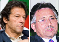Imran Khan (L) and Pervez Musharraf