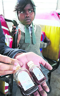 The first-aid box found in the bus contains expired medicines at Ramgarh