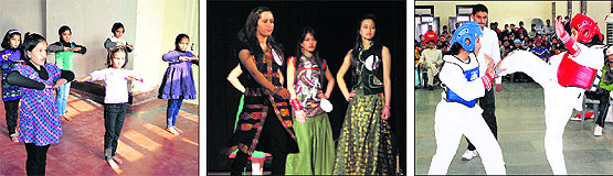 Children attend a hobby class organised by the Art and Culture Department at Shimlas Gaiety Theatre; models at a fashion show organised by the Shorya group in Shimla; and players in action at the third inter-state tae kwon do championship in Dharamsala