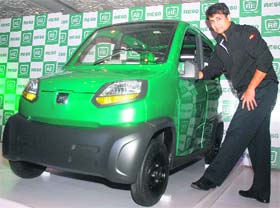 Bajaj Auto Ltd managing director Rajiv Bajaj with RE60 in New Delhi on Tuesday