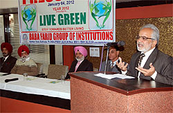 Managing director of the BFGI, Gurmeet Singh Dhaliwal, addressing a press conference to promote the concept of Live Green in Bathinda on Wednesday