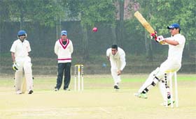 A player plays a shot during the final match of 14th Blessed Edmond Rice Cricket Tournament at St Johns School, Sector 26, Chandigarh on Wednesday