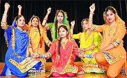 Artistes perform at the auditorium of the Spiritual Growth Centre in Katra on Thursday