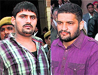 Kailash Jhakhad (L) and Bishnaram Bishnoi, both accused in the Bhanwari Devi case, being produced in a CBI court in Jodhpur on Thursday