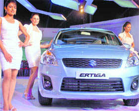 Maruti Suzukis Ertiga, a compact multipurpose vehicle, at its launch at the Auto Expo in New Delhi on Friday. 