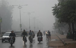 Fog engulfed the city throughout Friday.