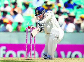 Sachin Tendulkar is bowled by Australia's James Pattinson during the second Test, at the Sydney Cricket Ground