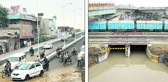 Even as the recently constructed Domoria Railway Overbridge (ROB) became operational a few days ago, it was on Saturday that the residents crossing over from the old city areas to new city had the advantage of using it. As the old Domoria Railway Underbridge could not be used due to waterlogging, commuters were happy as they could conveniently cross the railway barrier. Earlier, there have been instances when people were forced to use boats to cross the area