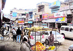 Vehicles parked haphazardly on College Road, Jagraon, on Saturday