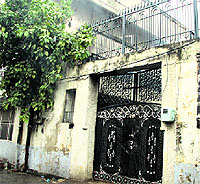The closed gate of the house where an illegal dhaba had come up in Jalandhar