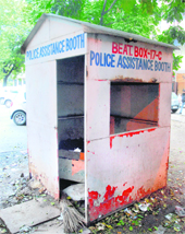 An unused police beat box which is being used as a garbage bin near the Deputy Commissioners office at Sector 17 of Chandigarh. 