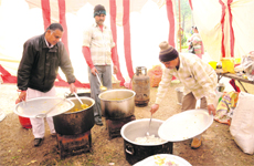 Chattisgarh prepare food for their teams at Government Girls Senior Secondary School in Chandigarh on Sunday. Tribune photos: Pradeep Tewari