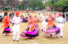 A cultural programme being presented during the inauguration of the Special Olympics at The Doon School in Dehradun on Sunday.