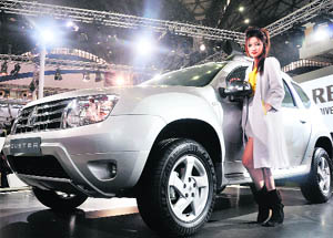 The new Renualt Duster on display at the ongoing Auto Expo in New Delhi on Monday.