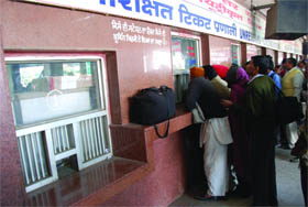 A view of ticket counters situated on the city side of the Bathinda railway station.